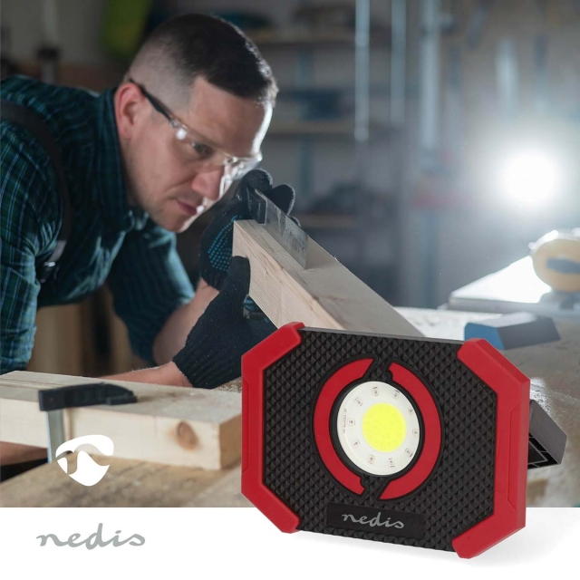 Nedis Work Lampe | 10 W | Batteri drevet | 5 V DC | N/A | Oppladningsbar | Lett varighet: 10 h | 1000 lm | Lysrekkevidde: 30 m