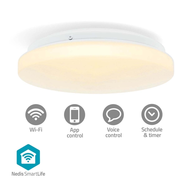 Nedis SmartLife Taklys | RGB / Varm til avkjølt hvitt | Rund | Diameter: 260 mm | 1820 lm | 2700 - 6500 K | IP44 | Energiklasse: F | Android™ / IOS