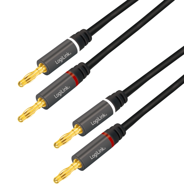 LogiLink Høyttalerkabel 2 x 2,5 mm² med banankontakter Svart 5 meter