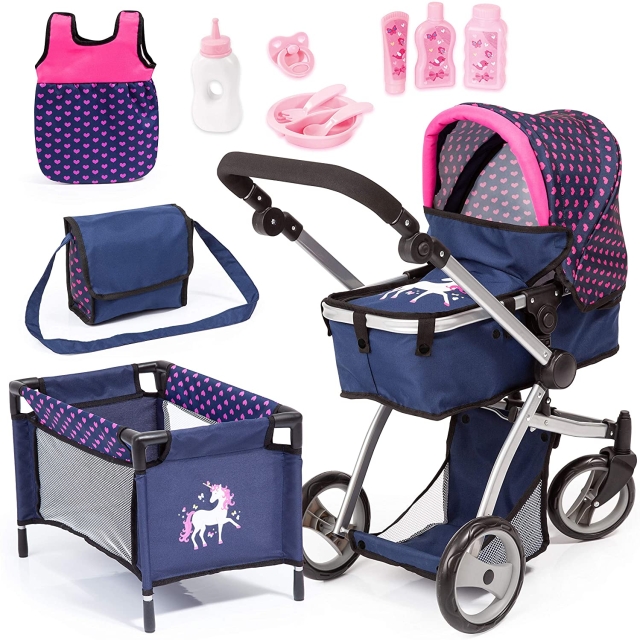 Bayer Dolls Pram Mega Set - Navy (18354AC)