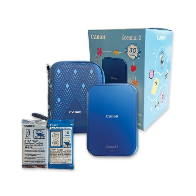 Canon Zoemini 2 Instant Mini Photo Printer Navy Blue, inkludert etui og papir