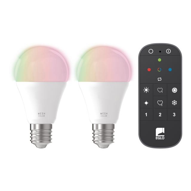 Eglo Sett med 2x E27 A60, fjernkontroll - RGB + TW - Zigbee, Bluetooth