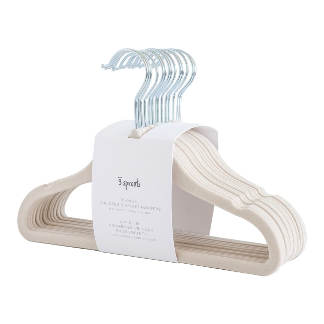 3 Sprouts Fløyelshenger (sett med 15) - Beige