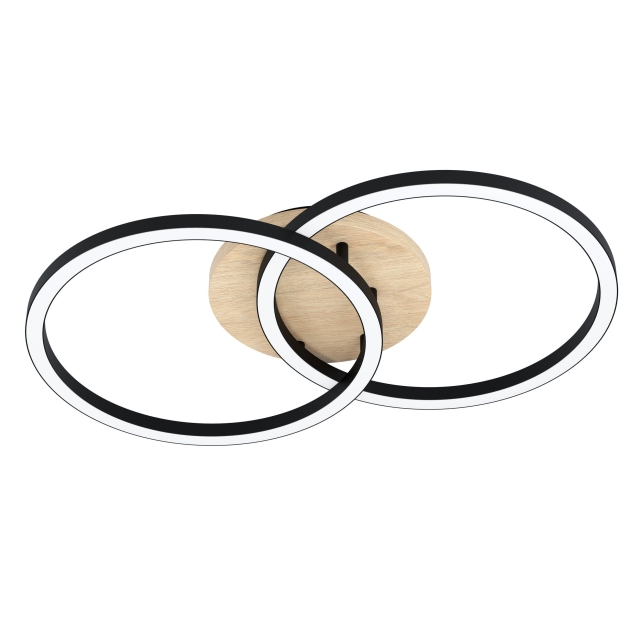 Eglo Lomaltas-Z taklampe i svart og eik 35x58 - TW - Zigbee, Bluetooth