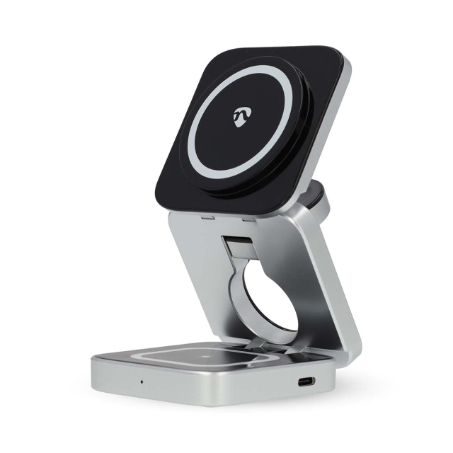 Nedis Trådløs lader | 3-in-1 | 2.5 / 5 / 15 W | LED indikator brukes | Inkludert kabel | USB-A / USB-C™ | 1.50 m