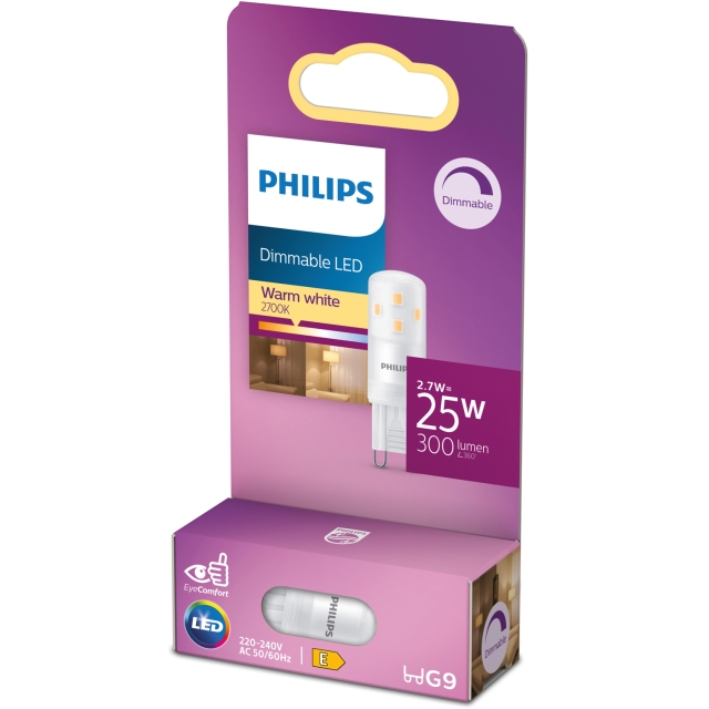 Philips LED G9 Capsule 2,7W (25W) dimbar 300lm