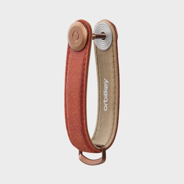 Orbitkey Nøkkelholder i vokset lerret - Brick Red