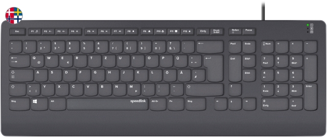 Speedlink HI-GENIC Antibakterielt tastatur, svart - nordisk layout