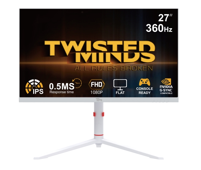 Twisted Minds Arctic Pro Series 27 FHD - 360HZ 0.5MS Fast IPS HDMI 2.1 Gaming Monitor - Hvit