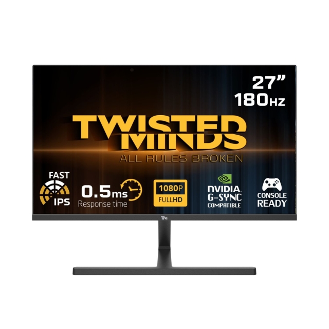 Twisted Minds Blaze Series Flat 27 FHD - 180HZ 0,5 MS Fast IPS HDMI 2.1 Gaming Monitor Svart