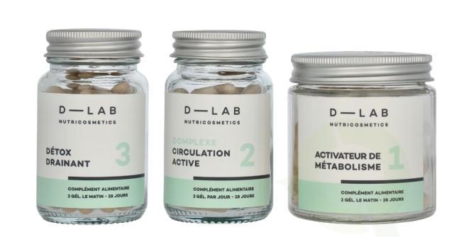 D-Lab Nutricosmetics D-Lab Action Capitions Set 3 deler Circulation Active 28 caps/Activateur De Metabolisme 28 caps/Detox Drainaint 28 caps
