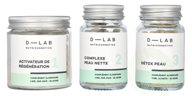 D-Lab Nutricosmetics D-Lab Perfect Skin Set 3 deler 3x56 Gels - Activateur de Regenaration No 1/Complexe Peau Nette No 2/Detox Peau No 3