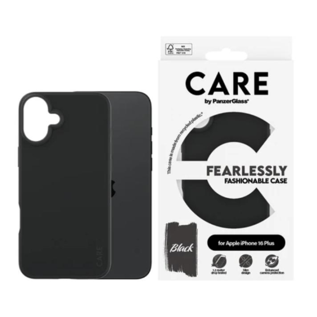 PanzerGlass CARE Fashionable Case for iPhone 16 Plus Svart