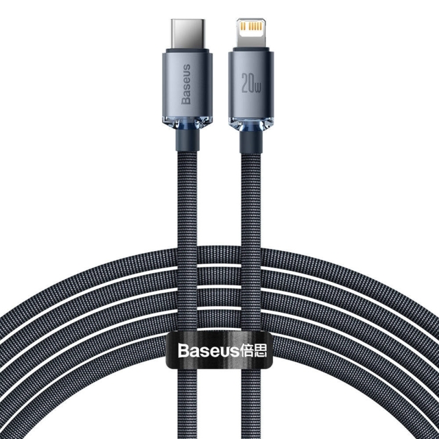 Baseus Crystal Shine USB-C til Lightning kabel 20W 2m Svart