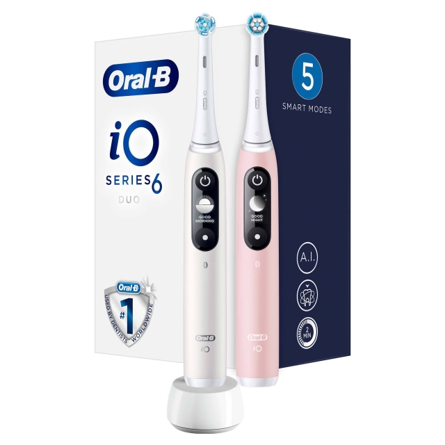 Oral B iO Series 6 Duo hvit/rosa 2 stk. elektrisk tannbørste
