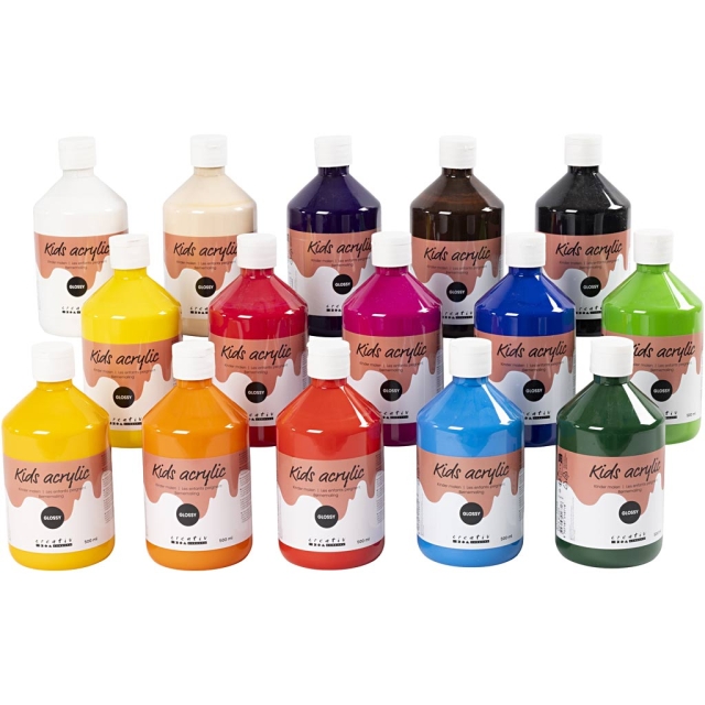 Creative Toys A-Color - Akrylmaling - Glanset - 15 x 500 ml (32000)