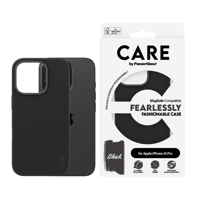 CARE by PanzerGlass - Etui - Svart - MagSafe - iPhone 16 Pro