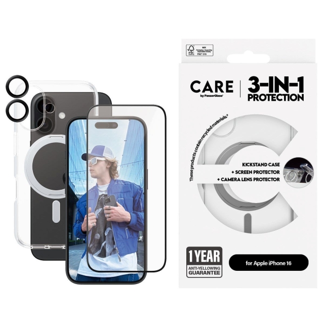 CARE by PanzerGlass - 3-i-1 keramikkpakke - iPhone 16