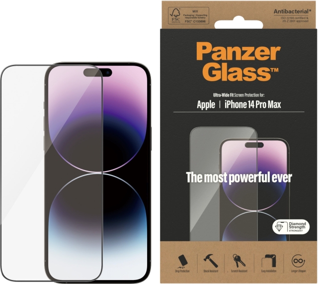 PanzerGlass panserglass, iPhone 14 Pro Max, svart ramme