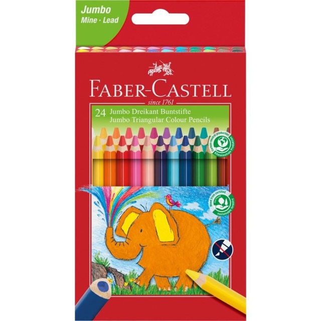 Faber-Castell Jumbo Triangulære fargeblyanter, lommebok med 24 stk (116524)