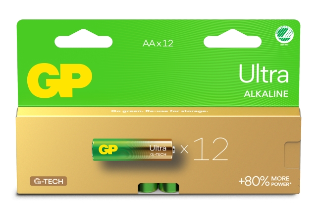 GP Ultra Alkaline-batteri, størrelse AA, 15AU/LR6, 1,5 V, 12-pk