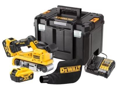 DeWALT 18V XR børsteløs batteridrevet båndsliper 75 mm i TSTAK VI-koffert (2X 5,0AH batteri og lader)