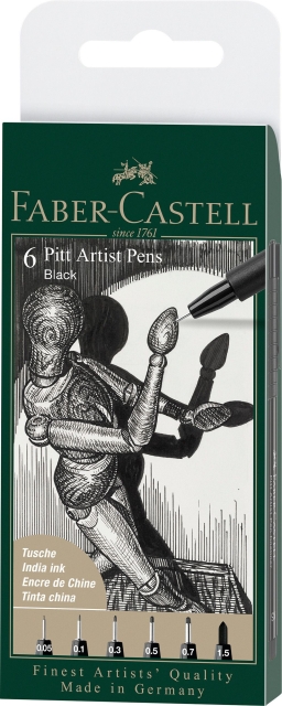 Faber-Castell Faber Castell - 6 pitt Artist Pen, pensel - Svart (167154)