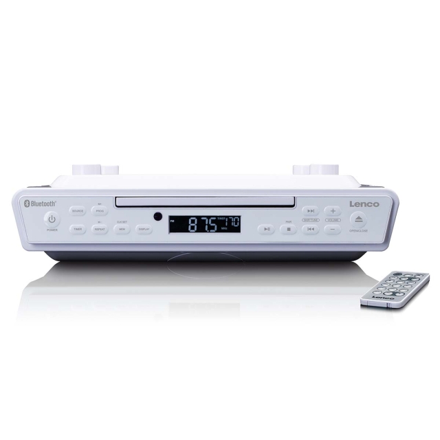 Lenco Kjøkkenklokkeradio med CD Bluetooth® og fjernkontroll Hvit