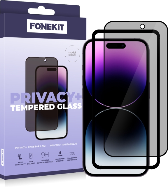 FoneKit Privacy+ heldeksel, iPhone 14 Pro Max, svart