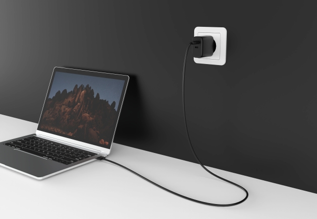 FoneKit GaN PD 65W AC-lader, USB-C + USB-C, svart