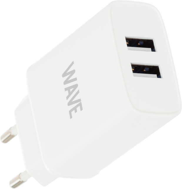 Wave nettlader 2 x USB, 17W, hvit