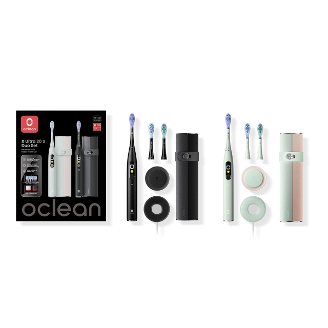 Oclean Elektrisk Tannbørste X Ultra 20 S Duo Set Grønn+Svart