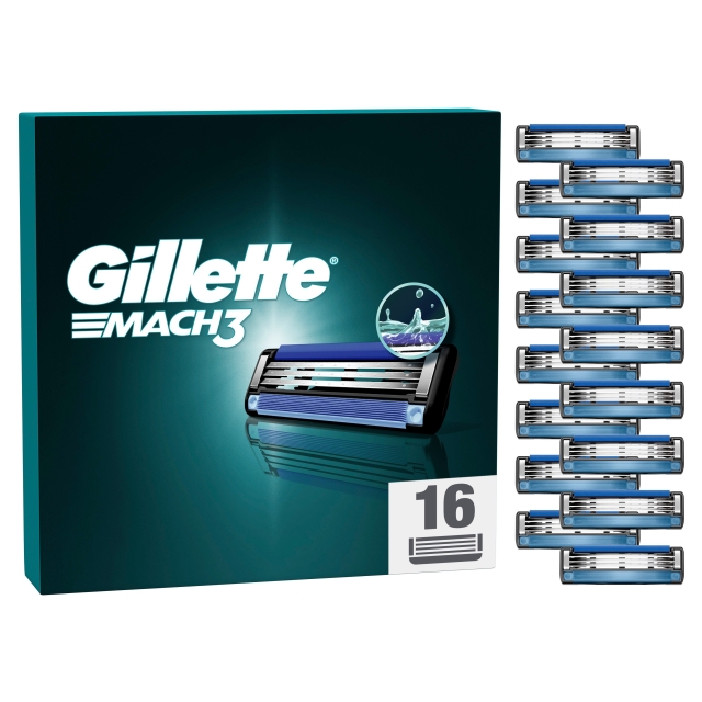 Gillette Mach3 barberblader - Blå/Svart - 16 stk