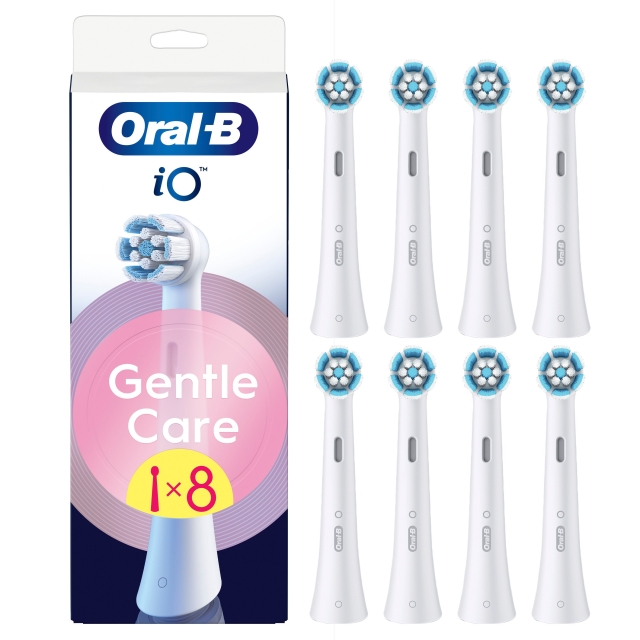 Oral B iO Series Gentle Care erstatningsbørstehoder - hvite - 8 stk