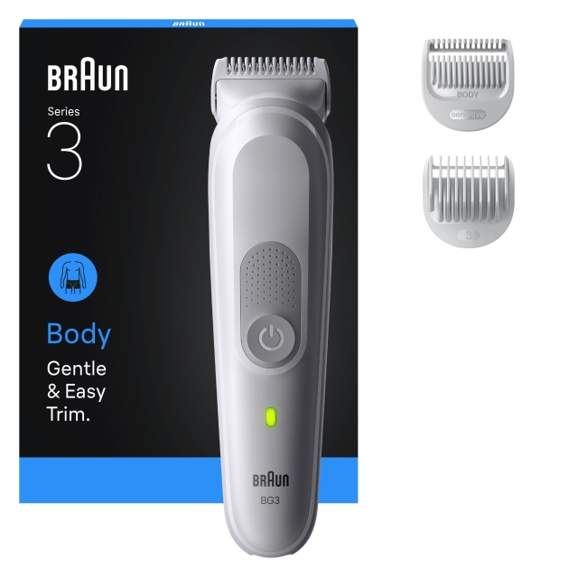 Braun Body Groomer Series 3, +3 pleieverktøy, BG3530 - Gentle Grey