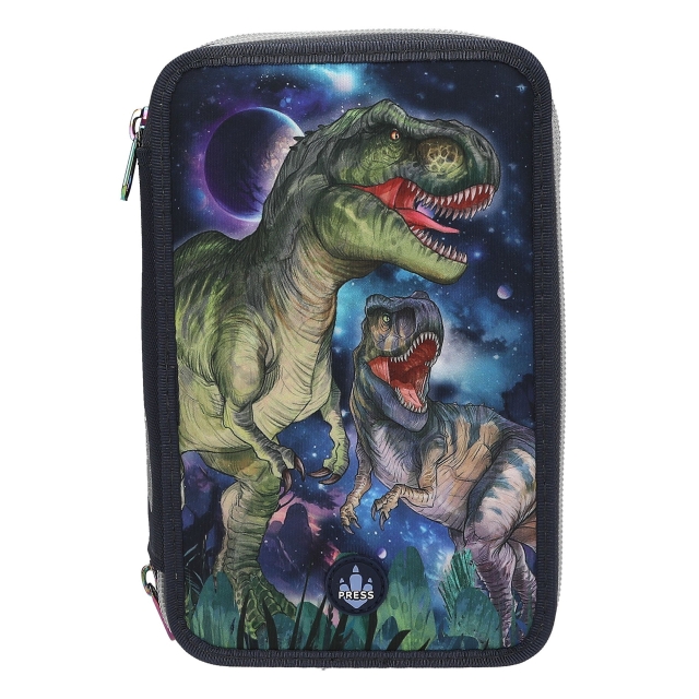 Dino World Trippel pennalhus med LED - GALAXY