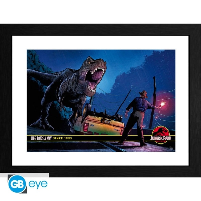 JURASSIC PARK - Innrammet trykk Alan Grant vs T-Rex (30x40) x2
