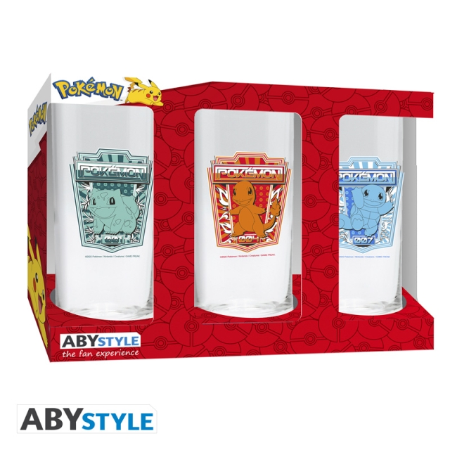 Abysse Pokémon-glass-sett - 3 x 14 cm høyde, 6 cm diameter