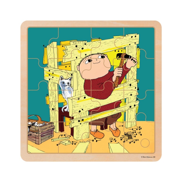 ALFONS ÅBERG Puslespill 16 Pcs Wooden Puzzle Konstruksjon Moro