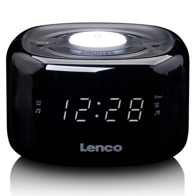 Lenco FM-klokkeradio med nattlys Svart