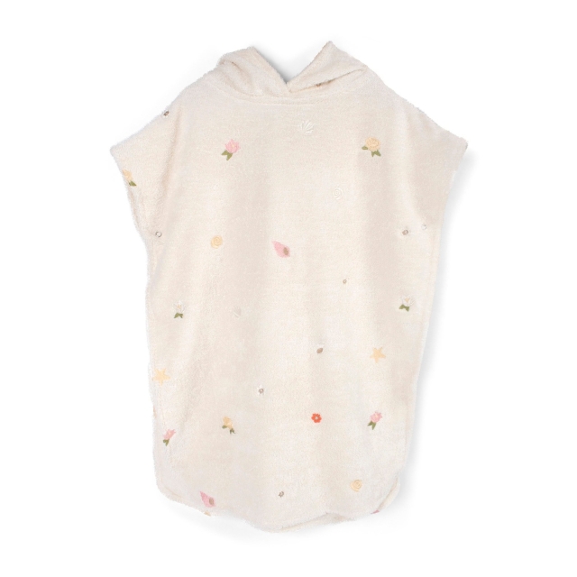 Filibabba Brodert strandponcho - Ocean Blossom - 12-60 m - Hvit (FI-03574)