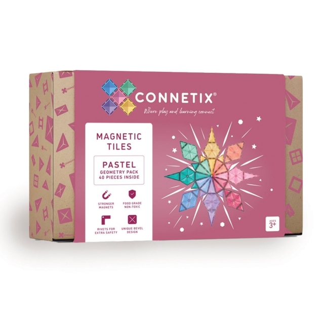 Connetix Pastell geometripakke - 40 brikker (CT-P-00040-GE)
