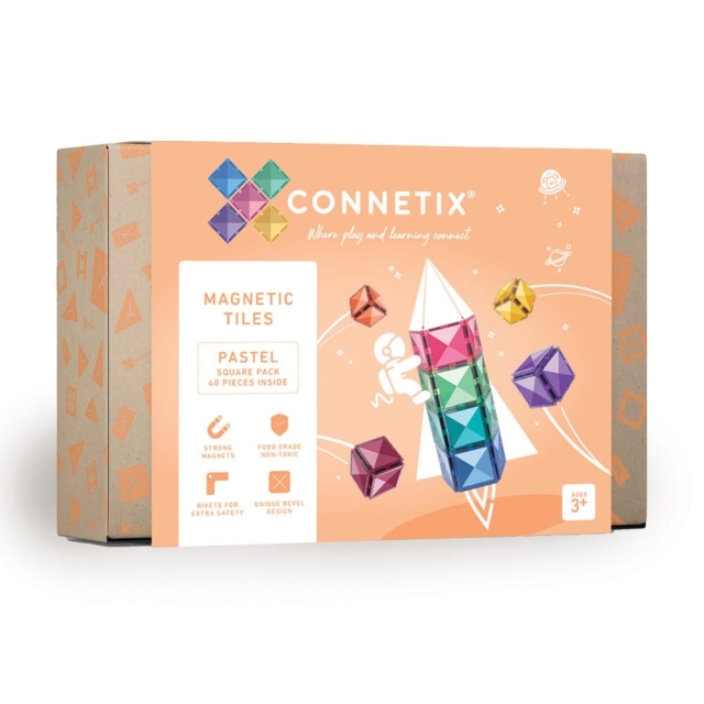 Connetix Pastell firkantpakke med 40 brikker (CT-P-00040-SQ)