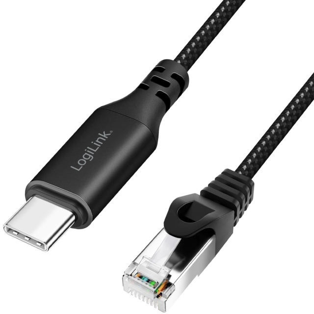 LogiLink USB-C till Nätverkskabel RJ45 1 Gbps Aktiv 2 m