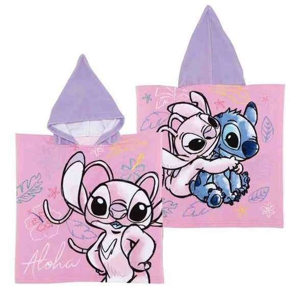 Disney Stitch (lilla) - poncho i mikrofiber - 50 x 100 cm (WD16999)