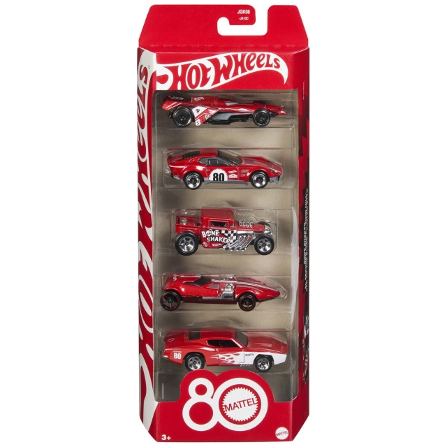Hot Wheels Grunnleggende Mattel 80th 5-pakning (JGK08)