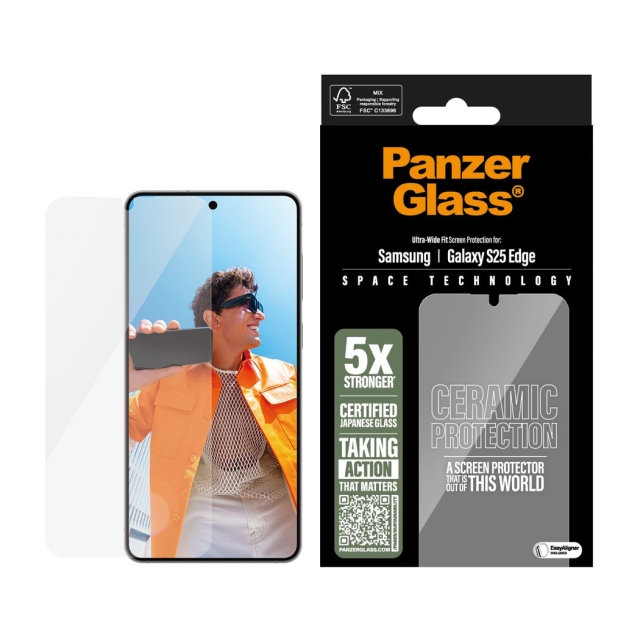 Panzer Glass - Keramisk skjermbeskytter Samsung S25 Edge - Ultra-Wide Fit