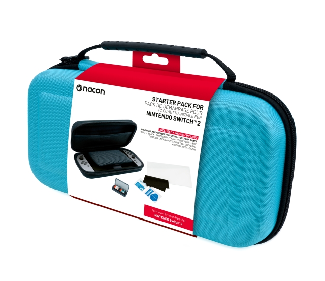 NACON Essential Pack for Nintendo Switch II - Hardt etui, skjermbeskytter og oppbevaringsboks for 4 spill (blå)