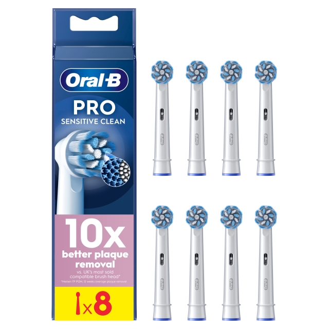 Oral B Pro Sensitive Clean Tannbørstehoder - Hvite - 8 stk