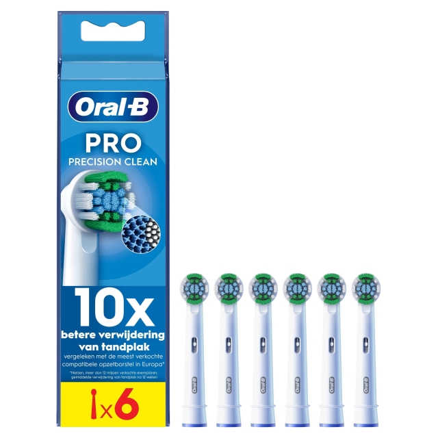 Oral B Pro Precision Clean tannbørstehoder - 6 stk - Hvit